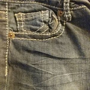 Distressed low rise jeans